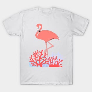 Flamingo Tropical Beach  Coral Reef T-Shirt